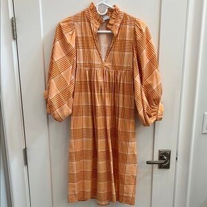 Never A Wallflower Orange and White Plunge Neck Dress